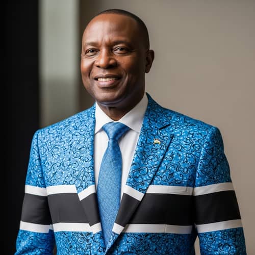 African Politician in Botswana Flag Attire - Charismatic Figure