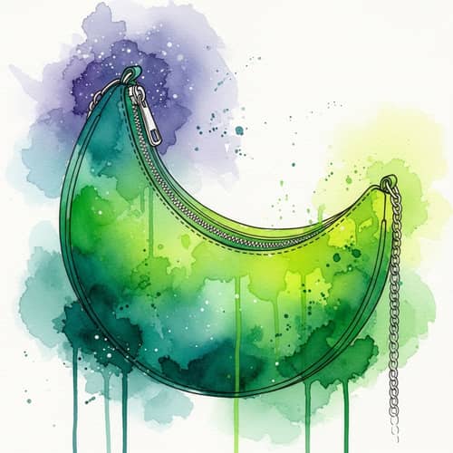 Stylish Green Moon-Shaped Watercolor Effect Bag