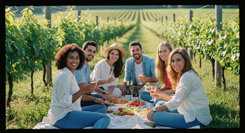 Picnic in Lush Vineyard - Warm & Dreamy Impressionist Gathering