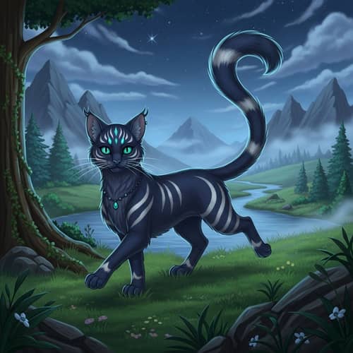 Magical Feline Adventure in Enchanting Landscape