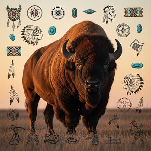 Majestic Native American Buffalo in Wild Plains