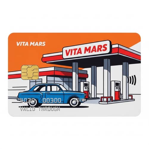 Vita Mars Fuel Card | Car & Petrol Station Illustration