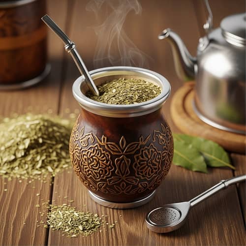 Traditional Yerba Mate Tea Setup Illustration