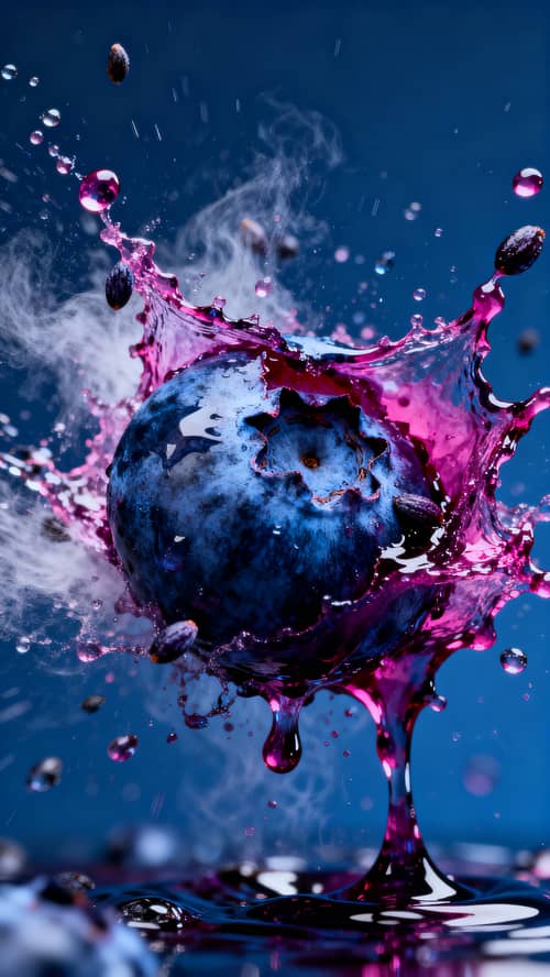 Explosive Blueberry Burst: 8K Macro Photography
