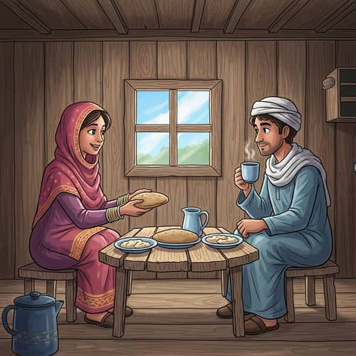 Heartwarming Friendship: South Asian Female and Middle-Eastern Male Sharing Meal