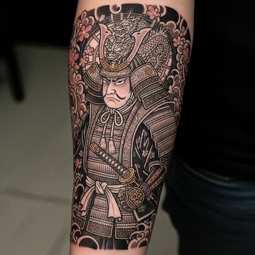 Japanese Samurai Forearm Tattoo: Traditional Strength and Honor