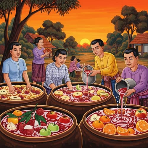Thailand Fruit Juice Fermentation: Traditional Process with Vibrant Colors