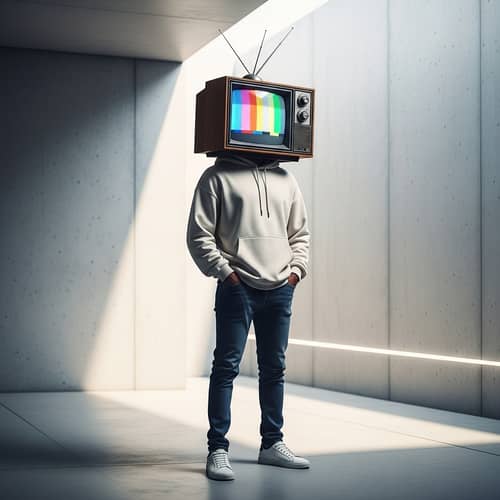 Surrealist African Man with TV Head | Unique Style Artwork
