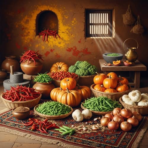 Winter Vegetables in Traditional Indian Setting