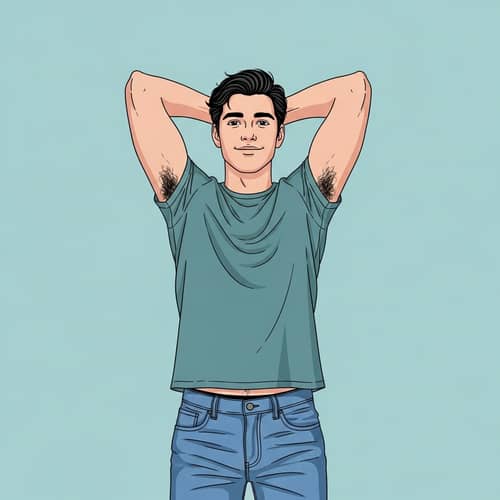Natural Armpit Hair on Confident Male Figure