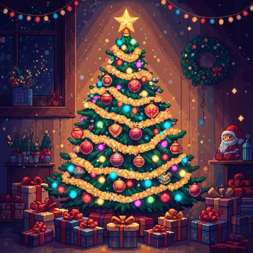 Vibrant Christmas Tree Decor: Glowing Lights & Festive Ornaments