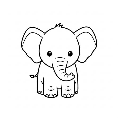 Charming Elephant Coloring Page for 6-Year-Olds