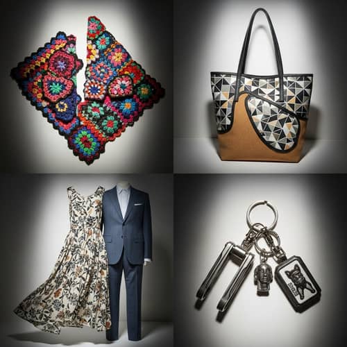 Unique Collage Photo Featuring Crochet, Tote Bag, Clothes, Key Chain