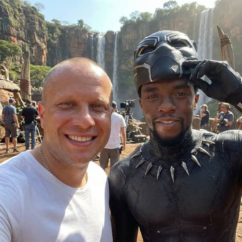 Epic Selfie with T'Challa on Black Panther Set
