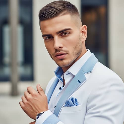 Low Fade Hairstyle with Alluring Brown Eyes