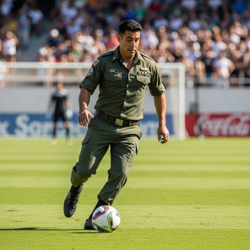 Passionate Hispanic Man Dribbling Soccer Ball