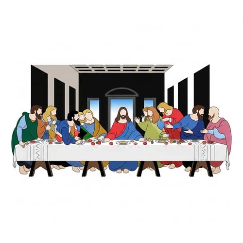 Minimalist reinterpretation of 'The Last Supper'