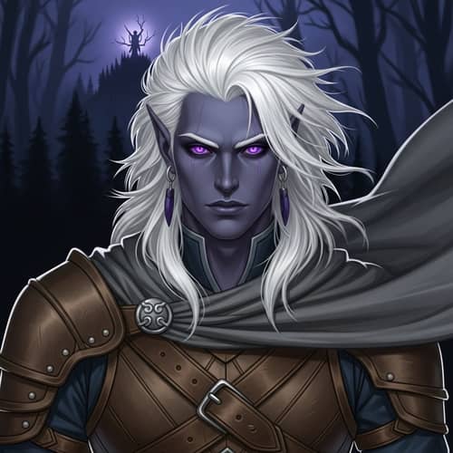 Half-Drow Male with Exotic Lilac Eyes | Adventurer Character