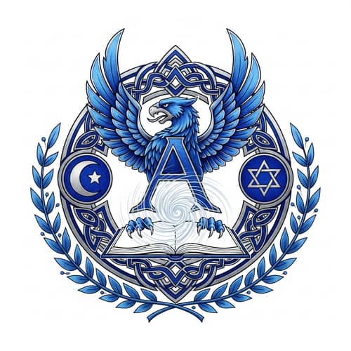 Intricate Blue & Silver Sigil Emblem for Family or Institution