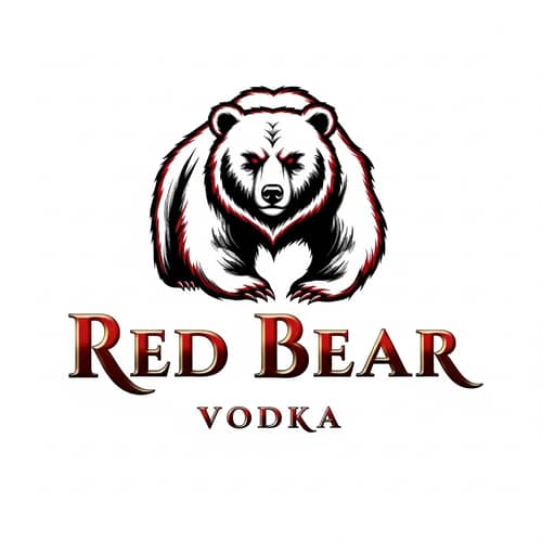 Red Bear Vodka Logo - Luxury Typography with Chinese Art Influence