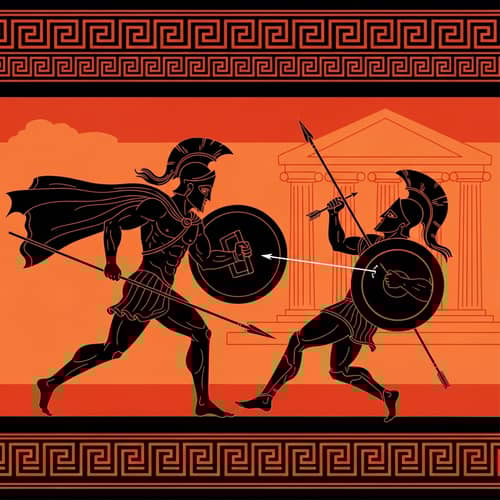 Greek Myth Achilles vs Spartan Soldier Silhouette Art