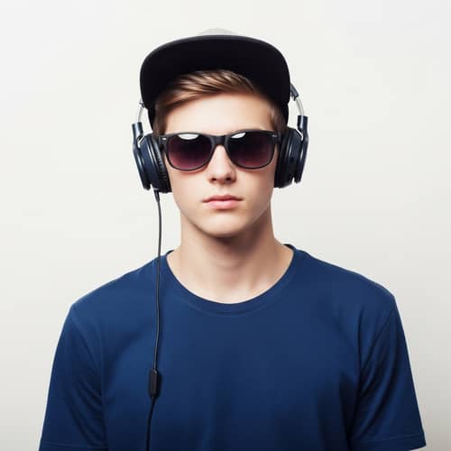 Stylish Boy with Cap, Headphones & Sunglasses