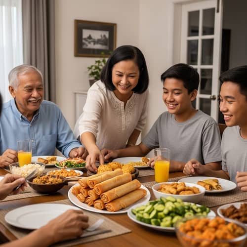 Filipino Family Dinner Gathering with Lumpiang Shanghai