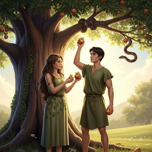 Adam and Eve Under the Majestic Tree - Biblical Symbolism