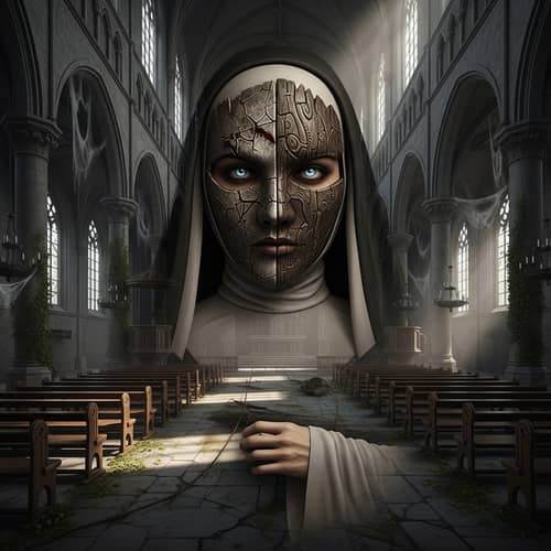 Eerie Middle-Eastern Nun in Ancient Church