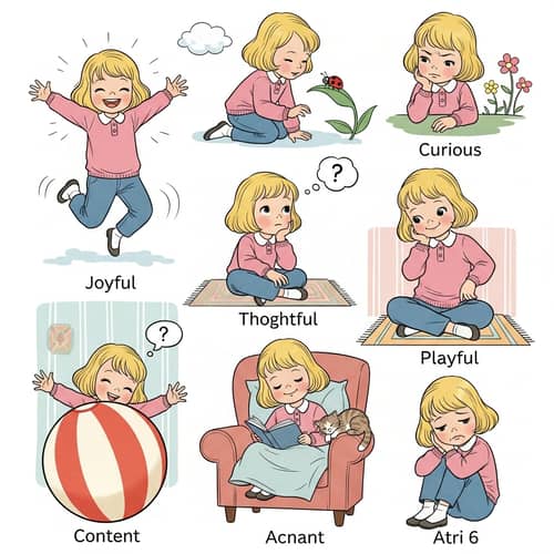 Charming 5-Year-Old Girl Illustration Series | Vintage Children's Book Style