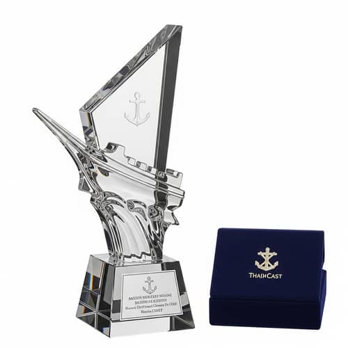Crystal Mariner Ship Trophy | Elegant Ship's Prow Design