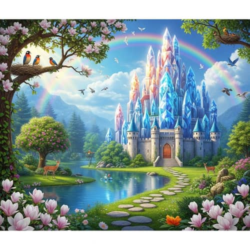 Crystal Castle in Enchanted Forest | Spectacular Nature Scene