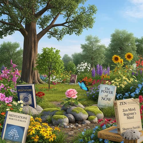 Serene Garden with Delicate Rose: Self Growth Inspirations