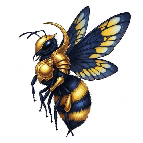 Mythical Faerie Bee: Stunning Navy and Yellow Wings