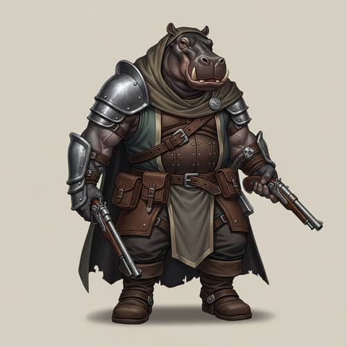 Experienced Giff Mercenary Fighter & Gunner Character