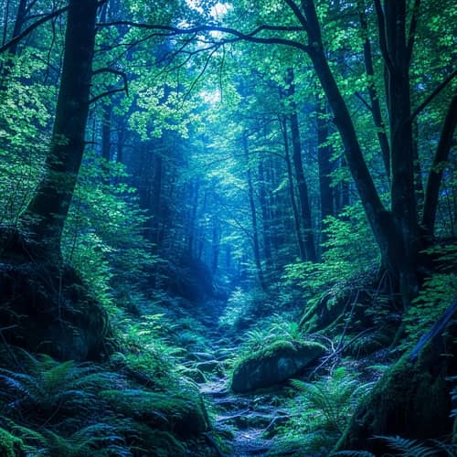 Authentic Blue Filtered Forest Image Authentic Blue Filtered Forest Image