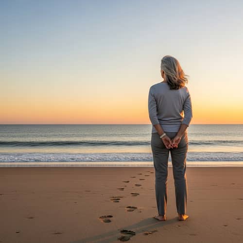 Life Without Regrets - Serene Woman at Sunset Beach