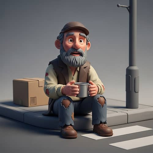 Clay Model Beggar: Raw Struggle & Resilience Depicted