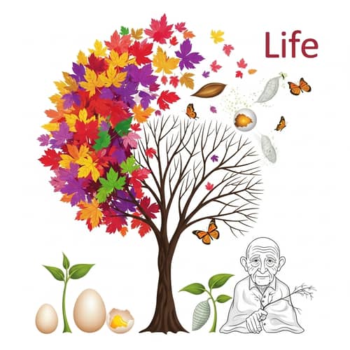Abstract Life Art: Blooming Tree to Barren Symbolism