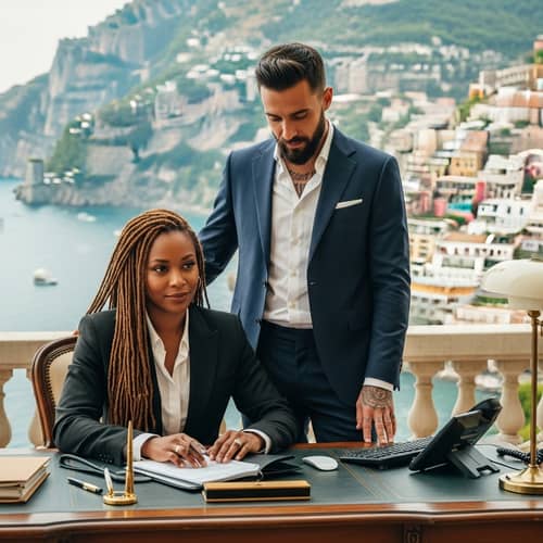 Luxurious Italian Villa Overlooking Amalfi Coast: Multicultural Business Partners