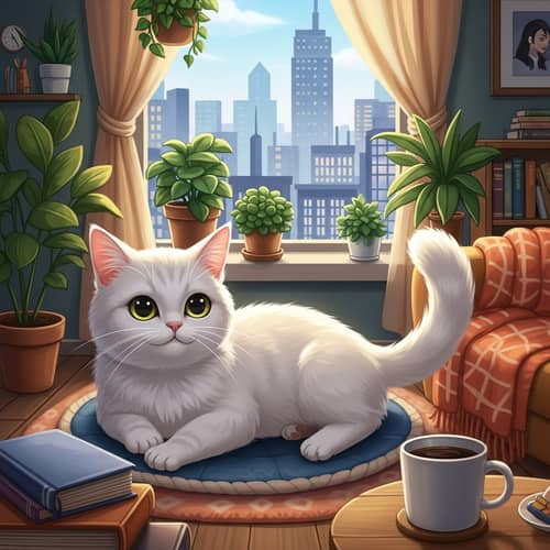 Adorable Cat Lounging in Urban Apartment | Fun & Relaxing