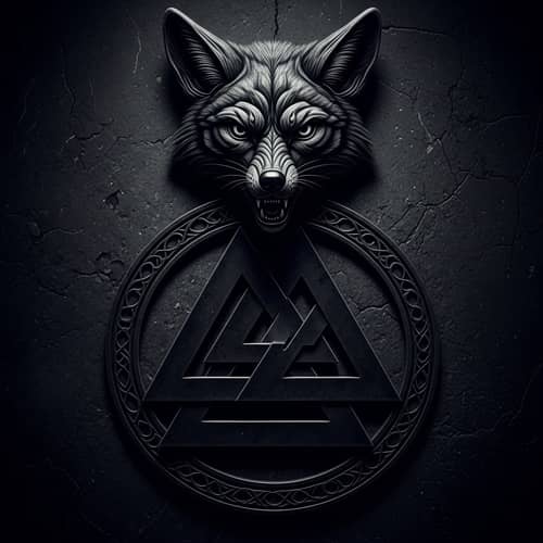 Black Viking Valknut Symbol with Coyote Head Design