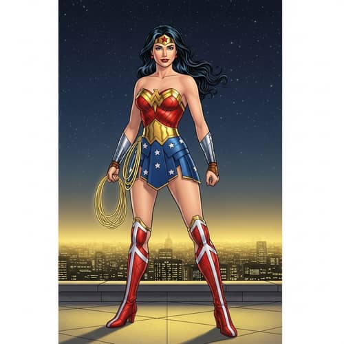 Wonder Woman on Rooftop: Inspiring Justice & Truth
