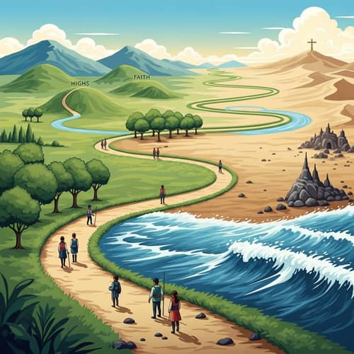 Journey of Faith: Path Through Diverse Landscape