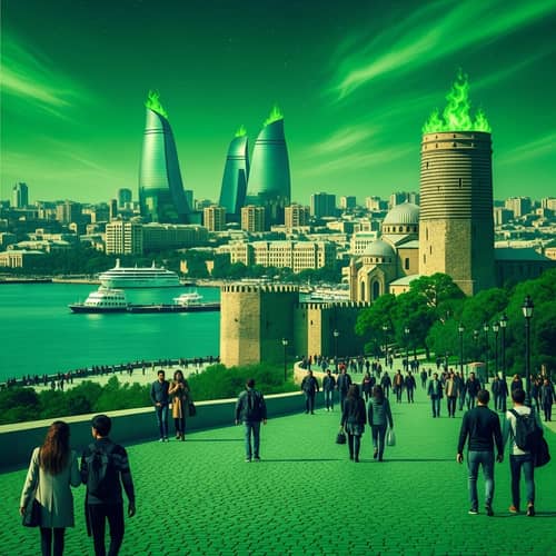 Vibrant Green Baku: A Magical Realm Cityscape of Azerbaijan