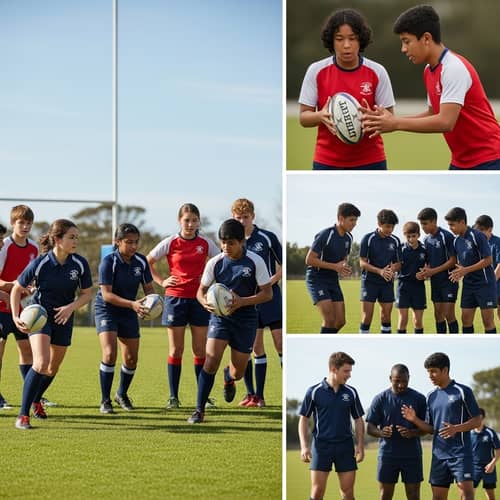 Diverse School Rugby Players in Action on the Sports Field