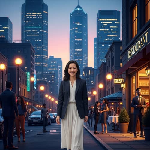 Hope and Romance in a Sprawling City - Asian Woman's New Beginning
