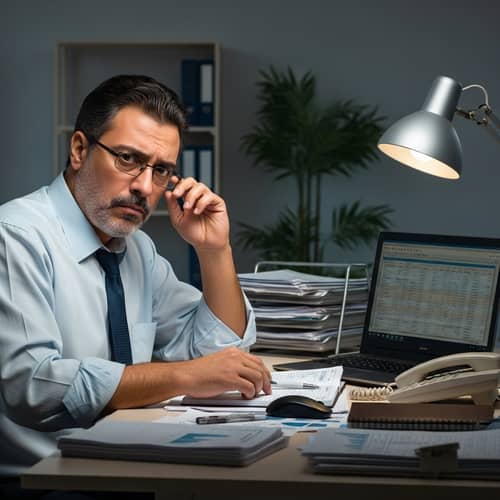 Middle-Aged Middle-Eastern Man Managing Business Establishment with Deep Worry