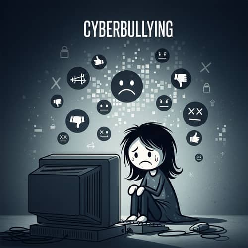 Serious Issue of Cyberbullying | Cartoon Stick Girl Cyber Bullied