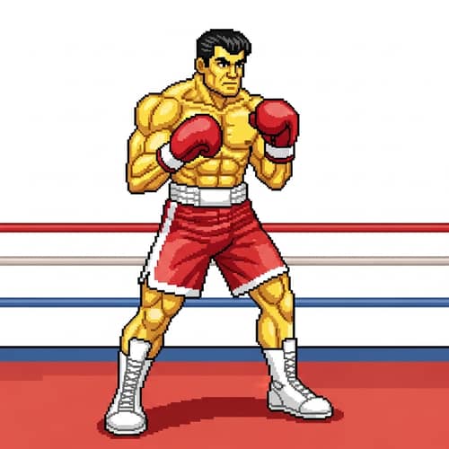 Pixel Art Boxer - Masculine Fighter in Pixel Style